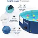 Furrybaby Dog Pool, Kiddie Pool with Hard Plastic Foldable Dog Bath Tub Portable for Dogs, Kids and Pet Swimming (Navy 39'') Indoor and Outdoor