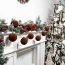 12 Pcs 3.15 Inch Velvet Christmas Tree Ornaments BulkFlocked Christmas Balls Plastic Shatterproof Xmas Hanging Ornaments Decorations Set for Tree Garland Wreath (Brown)