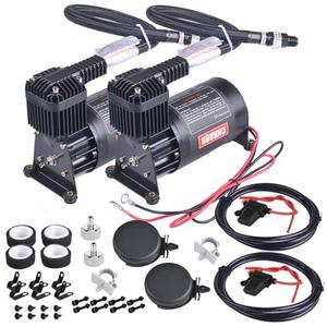 CNRAQR 2PCS 150PSI Heavy Duty Air Train Horn/Air Ride Suspension Compressor 1/4NPT 12V for Car Horns/Pneumatic Suspension Systems/Pneumatic Tools/Car Tires Black