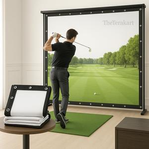 Golf Simulator Impact Screen: Ultra Clear for Indoor/Home/Garage Training Grommet Holes, Easy to Install for Golf Swing Training (6.56 x 9.84 ft)