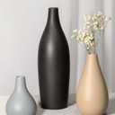Ceramic Vase Set of 3 Modern Neutral, Flower Vases for Centerpieces, Vases Home Decor Rustic Farmhouse Decor for Table, Shelves, Enterway, Living Room, Bedroom, Office, Kitchen (Grey Black Brown)