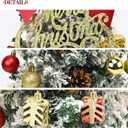 24 Inch Flocked Tabletop Christmas Tree with LED Lights & Ornaments, Artificial Mini Desktop Xmas Tree with Sturdy Fabric Base for DIY Holiday & Party Decor (White)