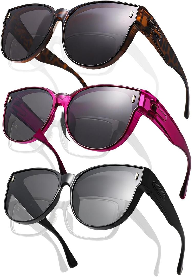 JALEBI Polarized Fit Over Glasses Sunglasses for Women Large Round Cat Eye Shades UV400 Protection Lightweight for Driving