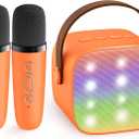 Mini Karaoke Machine for Kids Adults, Portable Bluetooth Speaker with 2 Wireless Microphones, Birthday Gifts Toys for Girls Boys Ages 3, 4, 5, 6, 7, 8, 9,10,11,12+ Years Old Toddler (Orange)