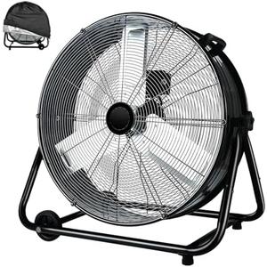 24 Inch High Velocity Heavy Duty Industrial Fan with 3-Speed Adjustment Up to 8100 CFM, Larage Fan Floor For Factory Storehouse Workshop Garage Shop Gym Patio Deck Construction Site