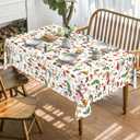 Horaldaily Mushroom Tablecloth 60x60 Inch Square, Seasonal White Vintage Moths Washable Seasonal Table Cover for Party Picnic Dinner Decor