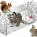 31" Live Animal Cage Trap, Heavy Duty Humane Large Foldable Catch Release Cat Trap for Stray Cats Raccoons Squirrel Skunk Groundhog Armadillo Rabbit (31" Trap Cage)