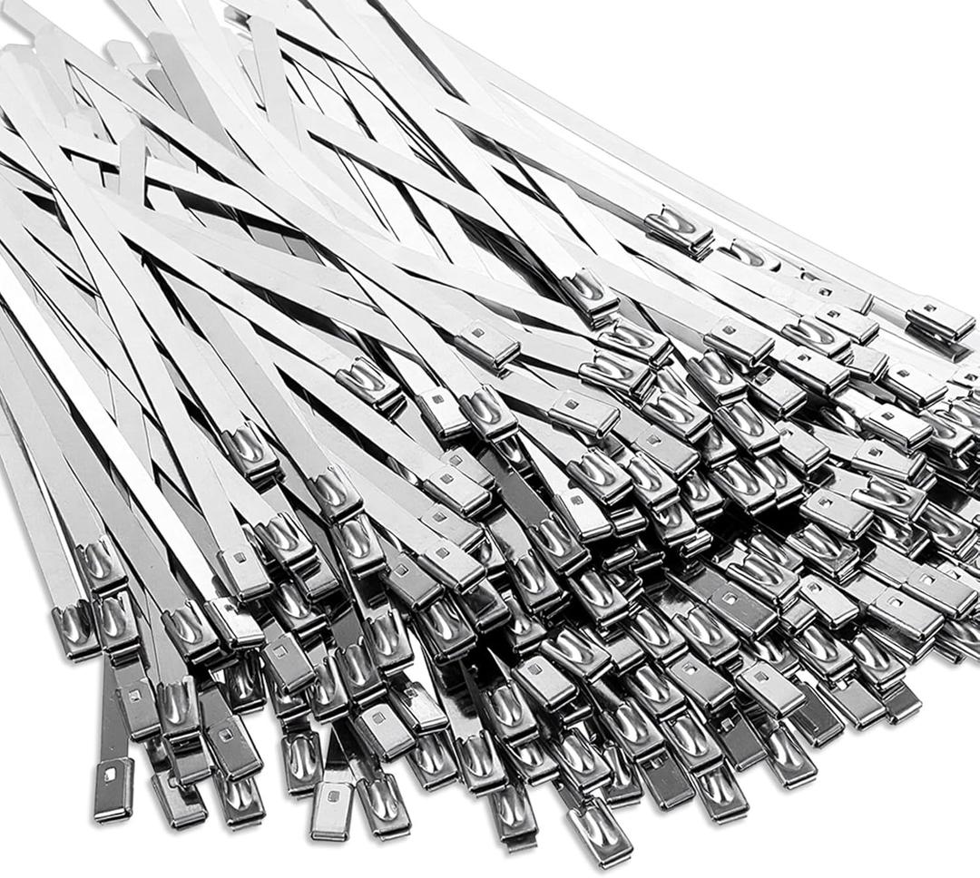 500 Pcs 304 Stainless Steel Zip Ties 5.9'' Heavy Duty Self-locking Metal Cable Ties, Multipurpose Metal Zip Tie for Indoor Outdoor Exhaust Wrap, Fencing, Cables, Pipe, Auto Repair
