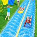 iGeeKid 45Ft Huge Slip and Water Slide with Sprinkler, Heavy Duty Lawn Waterslide for Kids Adults, Extra Long Double Lane Water Toys n Slides with 2 Bodyboards Backyard Lawn Summer Outdoor Water Toys (45FT Double Lawn)