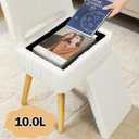Shinoske Vanity Stool with Storage,White Faux Rabbit Fur Small Makeup Chair for Teenager,Storage Ottoman with Folding Back,Modern Footstool with 4 Solid Wood Legs for Bedroom,Living Room,Home Office