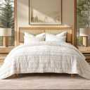 EVERGRACE Luxury Ruched Velvet Quilt King Size, Ultra Soft Bedspread Coverlet Set, Lightweight Velvet Comforter, Quilted Bedding Cover with 2 Matching Shams for All Season, Ivory White | Luxe Velvet, Soft, Opulent Sheen, Beautiful Colors, Oversized, Oeko-Tex Certified