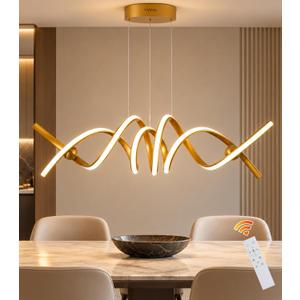 Jaycomey LED Chandelier, 37inch Modern Gold Dimmable Kitchen Island Light
