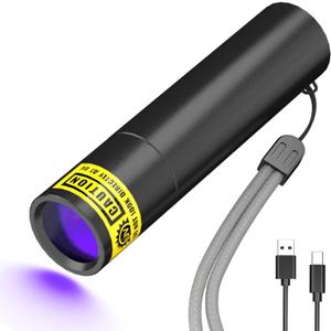 SEVENKA Black Light UV Flashlight, Rechargeable 365nm Ultraviolet Light, Mini & Powerful LED Blacklight for Dog/Cat Pet Urine, Gel Nail Curing, Scorpion Finder, Leak Detection