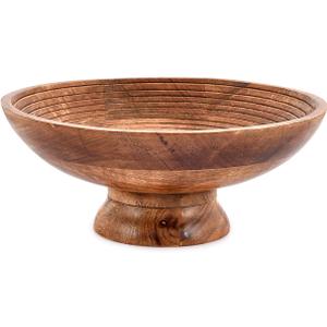 NIRMAN FRUIT BOWL Mango Wood Round Shaped Serving Bowl For Fruit,Dessert Platter Tray Dish Kitchen Dining Fruit,Dessert,Snack (12" x 12" x 5")