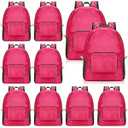 Jexine 10 Pcs Backpacks Bulk 16.5 Inch Lightweight Backpacks Student School Book Bag Book Bags for Kids for Travel (Rose Red)