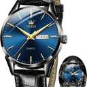 OLEVS Amazon Watches, Brown Leather Watch for Men, Men Day Date Watch, Men's Luminous Watch, Dress Watch for Men, Rose Gold Watch for Men, Men's Fashion Quartz Watch, Waterproof Brown Man Watches