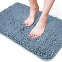 Yeaban Chenille Bathroom Rugs Non-Slip Thick Plush Bath Mat - Absorbent Washable Bath Rugs for Bathroom Shower Sink Carpet (Blue, 20" x 32")