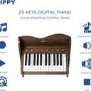 ZIPPY Kids Piano Keyboard, 25 Keys Digital Piano for Kids, Touch Sensitive Control Panel, Volume Adjustable, Mini Music Educational Instrument Toy, Wood Piano for Toddlers Girls Boys (Walnut)