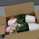 XONOR 4Pcs Artificial Orchid Flowers Mini Potted Orchid Flowers Fake Orchids with Plastic Vase for Home Office Wedding Table Centerpiece Decoration (Purple&Red)