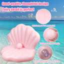 144cm/57in Seashell Pool Float, Thickened Inflatable Giant Shell Beach Float with Pearl Ball for Tanning Bachelorette Party Swimming Pool Party Decor (Pink)