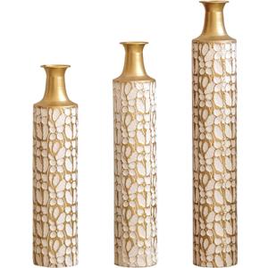 3-Piece Christmas Metal Vase Set, Festive Iron Flower Vases for Holiday Home Decor - Modern Farmhouse Table Centerpiece & Floor Decor for Living Room, Idea (Set of 3)