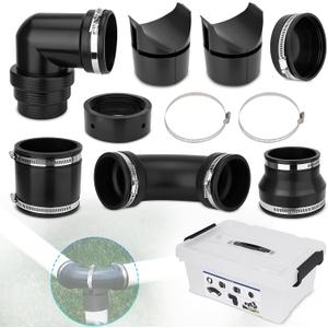 RV and Camper Sewage System Plumbing Connection Kit with Slip Fit Coupling Adapter ＆ Pipe Stand Compatible with 3 inch PVC Pipe RV Sewer Hose and Fittings RV Sewer Adapter, 6 Pcs RV Plumbing and Pipe Stand