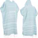 1pcs Large Turkish Cotton Poncho Towel Surf Poncho Changing Robe with Hood and Front Pocket Absorbent Wearable Towel Hooded Beach Towel for Adult Man Women Surf Beach Pool and Swim(blue M)