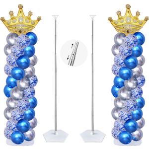 Balloon Column Stand Kit, Set of 2,6.7Feet Height Adjustable Balloon Tower Pillar with Reusable Metal Telescopic Design with base for Birthday arch, Wedding, Graduation Party Decoration Event