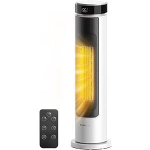 FLANUR Space Heaters for Indoor Use Large Room, 1500W Portable Electric Heater with Remote, 5 Modes, Safety Protection & Child Lock, 12H Timer, Oscillation Heater for Bedroom Home Office White 1Pack
