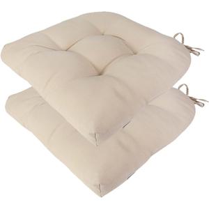 Outdoor Chair Cushions 19 x19 Inch,Water Resistant Tufted Seat Cushions 19",Reversible,Weather Resistant,Rounded Back Wicker Chair Cushion for Patio Garden Furniture(Antique Beige)