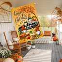 Hello Fall Gnomes Thanksgiving Pumpkin Autumn Holiday Yard & Garden Flag Set - 2 House Flags (28 x 40) & 2 Garden Flags (12x18) Double Sided