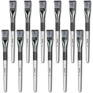 Nicpro 12pcs 1 Inch Flat Paint Brushes for Acrylic Painting, Large Paint Brushes Bulk for Acrylic Watercolor Oil, Artist Paint Brush Set for Canvas Painting, Base Coating, Crafts, Face Body Art Adults