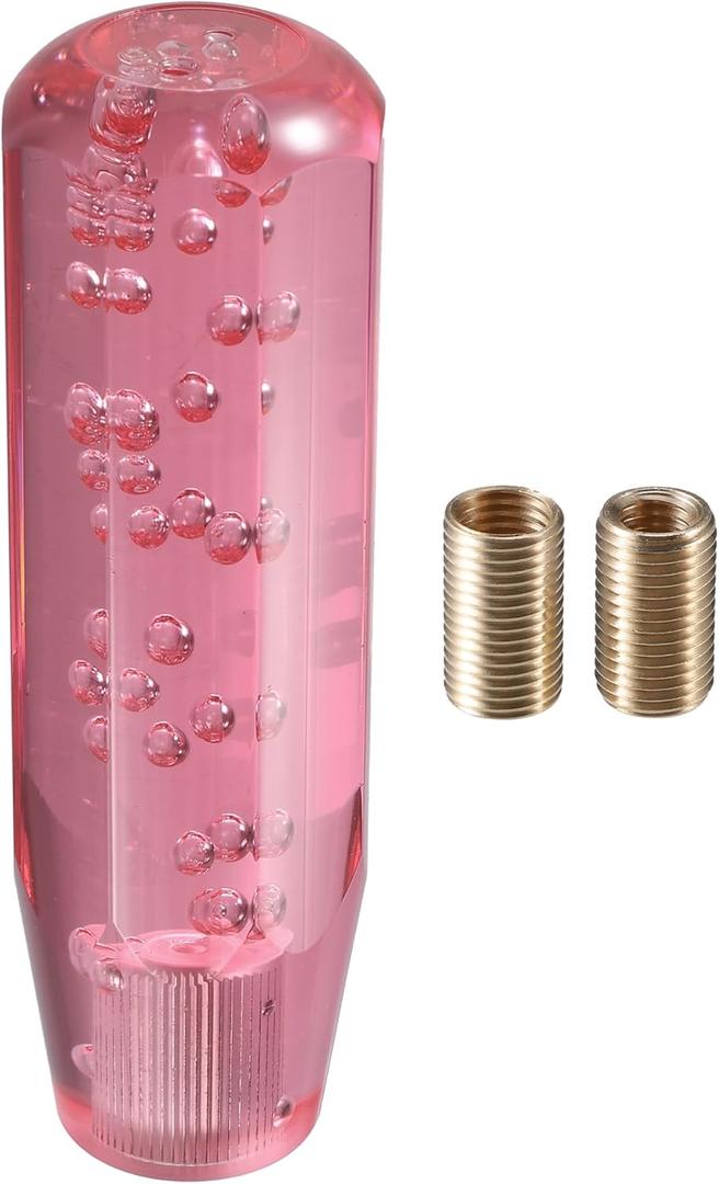 Gear Shift Knob Stick, 15cm Faux Crystal Transparent Bubble Gear Shifter Universal for Manual Transmission Vehicle Durable Acrylic Pink with Adapter