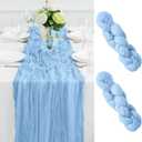 Pack of 2 Light Blue Table Runner 10FT Cheesecloth Table Runner 35x120Inch Long Boho Cheese Cloth Table Runners Rustic Gauze Table Runners for Party Wedding Bridal Shower Baby Shower Decorations