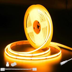 PAUTIX COB LED Strip Light 20ft/6.1m 3087LEDs Warm White 2000K CRI90+ High Lumen,DC24V Flexible LED Tape for Cabinet Home DIY Lighting Projects with 1pcs COB Connector Wire (Power Supply Not Included)