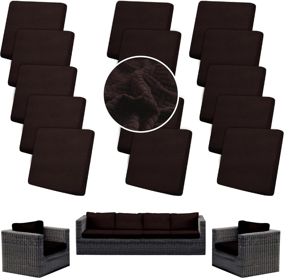 Outdoor Cushion Covers Set,14PCS Patio Furniture Couch Seat Slipcovers, Replacement for Sofa Sectional Chair(CoverOnly)