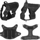 No-Pull Tactical Dog Harness for Large Dogs  Adjustable 1000D Nylon Vest with Reflective Straps, Heavy-Duty Training Harness & Leash Set  Service, Military & Police K9 Gear (Black, M)