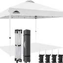 EAGLE PEAK Pop Up Canopy Tent with Wheeled Carry Bag, 8 Stakes, 4 Ropes, 4 Weight Bags, Easy Set Up Tent Canopy, 12x12 ft, 144sqft of Shade, White