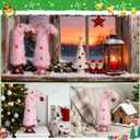 Set of 2 Pink Christmas Table Tree - 17 Plush Christmas Tabletop Mini Tree Decorations with Red Balls, Indoor Xmas Home Decor for Table Office Mantle