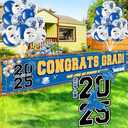 Graduation Yard Signs Class of 2025, Plastic Grad Yard Signs Party Outdoor Lawn Decorations Glitter Congrats Grad Yard Sign with Graduation Banner Balloons for Outdoor, Lawn Party Decor