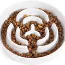 Ceramic Slow Feeder Dog Bowls,2.0 Cups Slow Feeder for Medium Breed,Puzzle Dog Food Bowl to Slow Down Eating, Anti-Gulping, Stop Bloat,Preventing Choking,8in,White