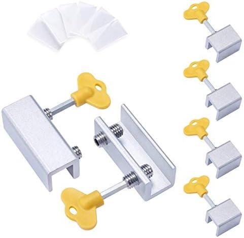 6Pcs Adjustable Sliding Window Locks Stops, Aluminum Alloy Door Frame Security Lock with Keys (4*Single Hole and 2*Double Hole)