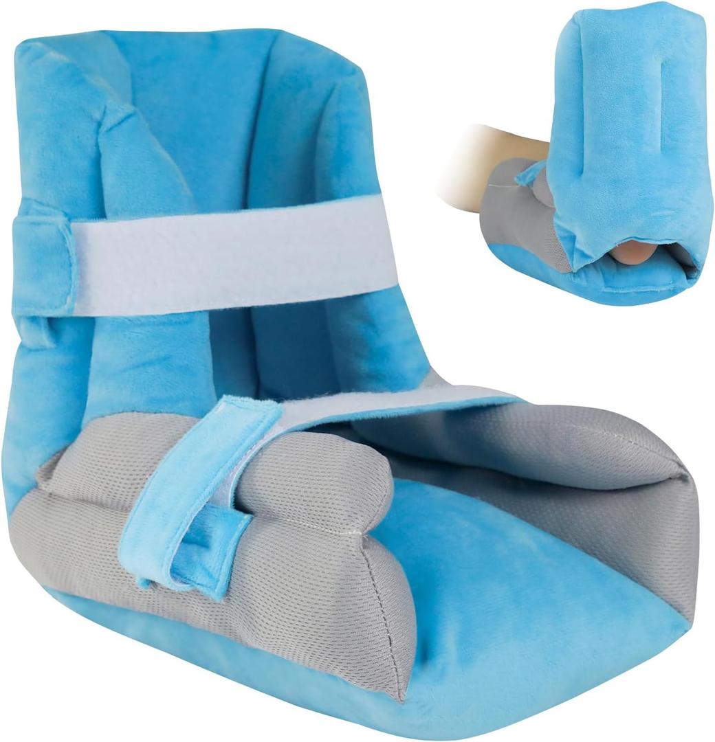 Heel Protectors Cushions for Heel Pain and Pressure, Adjustable Foot Support Pillow to Relief Bed Sores and Ulcers for Bedridden Patient (Blue)