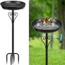 Metal Bird Bath for Outside, Vintage Freestanding Birdbaths with Metal Stake, Upgraded 5 Pronged Base Birdfeeder Feeder Bowl for Outdoors Garden Patio Yard Lawn Decor (Black)