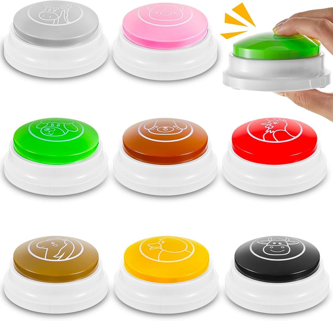 Syhood 8 Pcs Animal Sounds Buzzer for Trivia Games, Answer Buzzers for Classroom, Feud Jeopardy Buzzer Button with Lights and Sounds for Classroom Party Teacher Game Show(Classic Style)