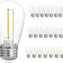 SUNTHIN 25 Pack Dimmable 1W S14 Replacement LED Bulbs, 2700K Warm White Waterproof Outdoor String Lights Vintage Filament Bulb, Shatterproof E26 Screw Base Edison LED Light Bulbs