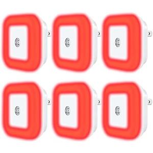 Red Night Lights, 6 Pack LED Plug in Blue Light Blocking, Auto Dusk to Dawn Smart Sensor, Sleep Aid Light for Bedroom, Bath Red Night Lights, 6 Pack LED Plug in Blue Light Blocking, Auto Dusk to Dawn Smart Sensor, Sleep Aid Light for Bedroom, Bath