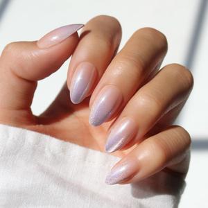 Glamnetic Press On Nails - Polar Day Fake Nails | Short Almond Fake Nails with Ombr Lilac Tips and Glossy Velvet Finish, Salon Quality | 15 Sizes - 30 Nail Kit with Glue