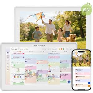 15.6 Digital Calendar Frame Wall Touchscreen Electronic Calendar, Smart Family Planner for Schedule, Chore Chart & Meals Task Organizer, Digital Photo Display, Wall & Desk Mountable, White
