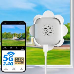 2.5K Window Camera, 5GHz & 2.4GHz Window Security Cameras with Color Night Vision, WiFi Camera with Motion Detection, Continuous Recording, Spotlight Siren, Real-Time Alerts, 2-Way Audio (White)